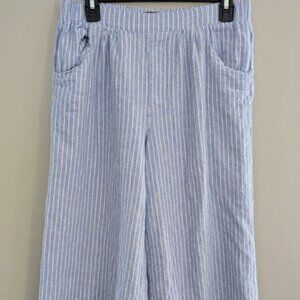Gloria Vanderbilt Casuals Womens Blue Striped Cropped Wide Leg Linen Pants